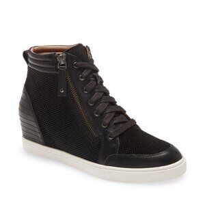 NEW Linea Paolo Niya Wedge Sneaker - Black Suede / Leather - Size 8